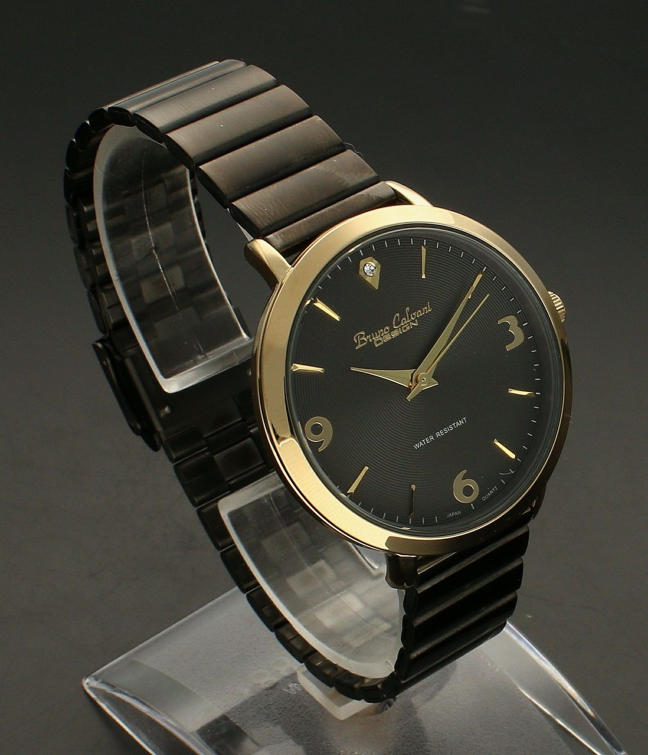 Zegarek damski czarna bransoleta Bruno Calvani BC3354 GOLD BLACK.jpg